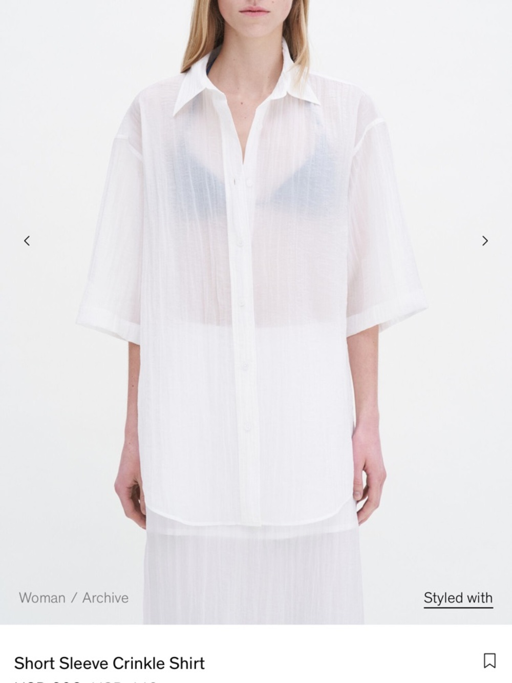 Short Sleeve Crinkle Button-Down Shirt - White